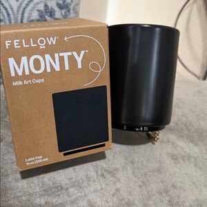 🔹NEW…Monty Milk Art Cup Double Wall Ceramic Latte Mug Matte Black ….